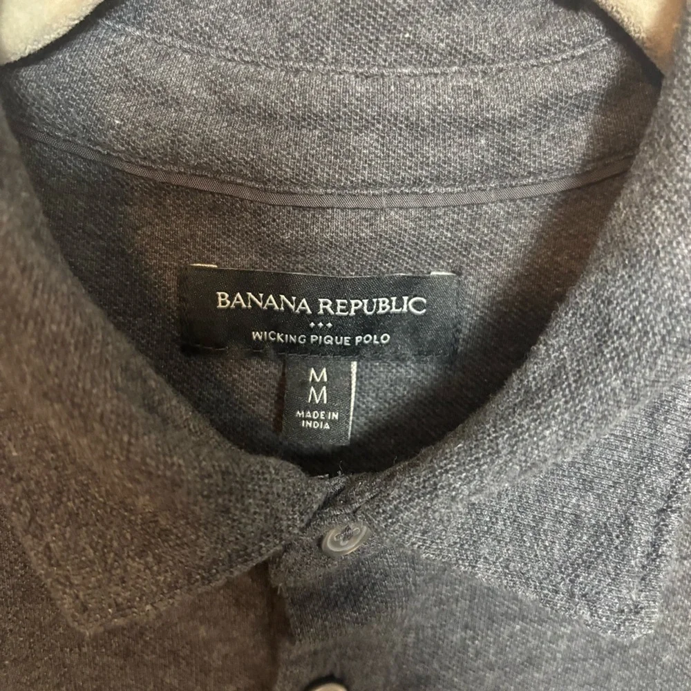 Banana Republic Men's Shirt Wicking‎ Pique Polo Short Sleeve Gray Size Medium